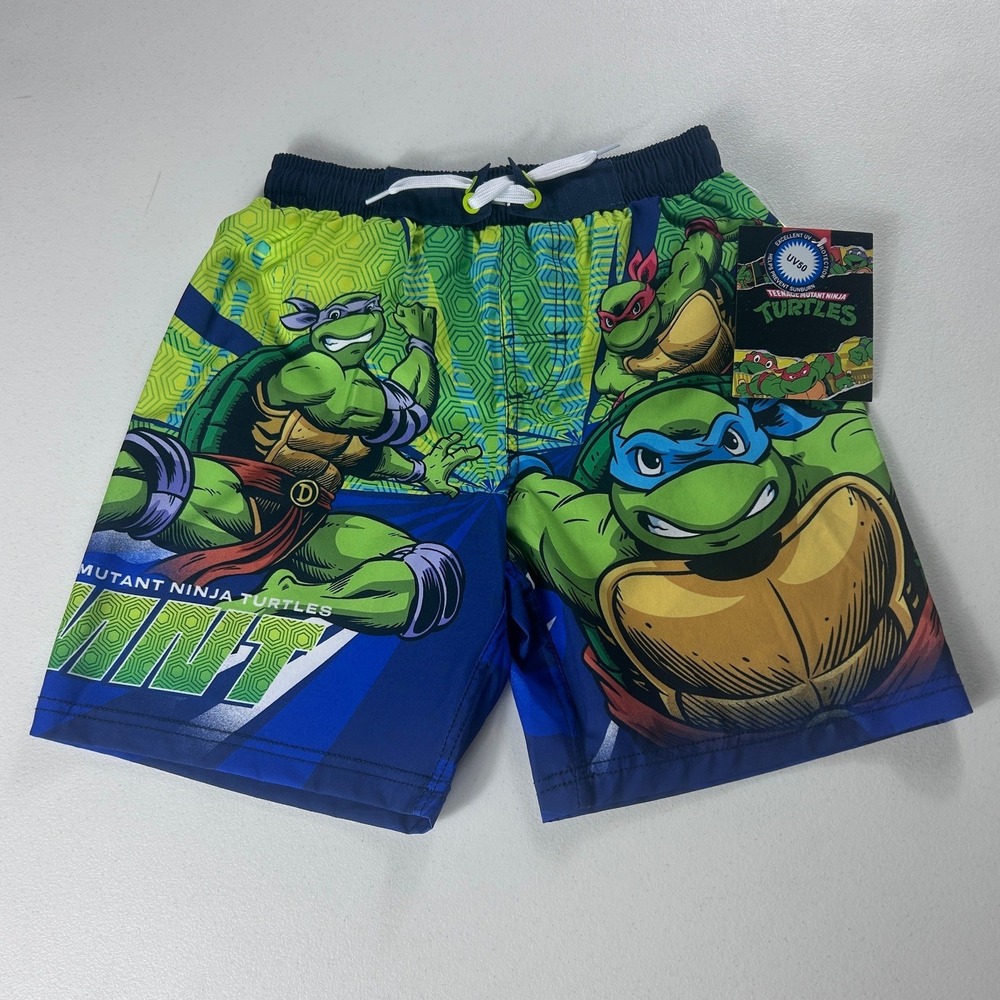 Nickelodeon TMNT Boys Swim Trunks Size 8 Ninja Turtles Admiral Navy NEW